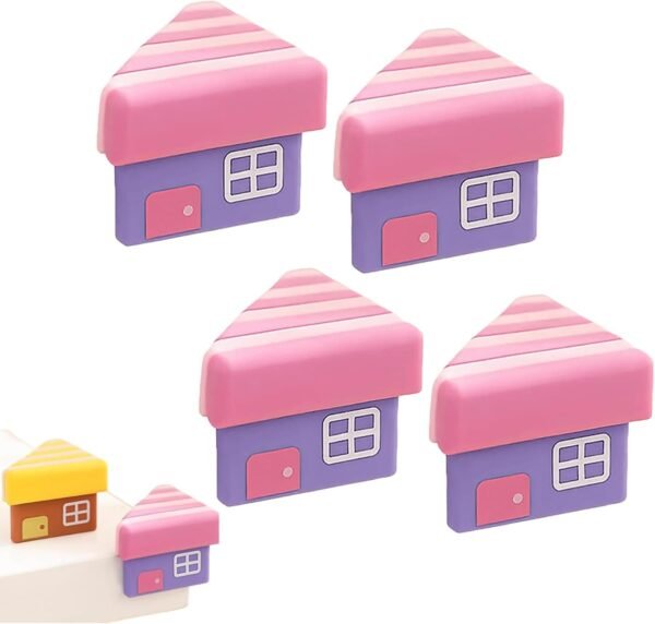 Small House Table Corner Anti-Collision Pad, Cartoon Anti-Collisions at The Corner of The Desk, for Covering Sharp Furniture and Table Edges (Pink,4 PCS)