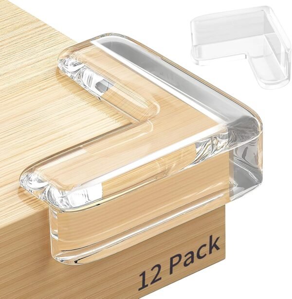 12 Pack Table Protectors, Corner Protector for Baby, Clear Furniture Corner Guards & Edge Safety Bumpers Cushion to Cover Sharp Furniture & Table Edges (12 Count (Pack of 1))